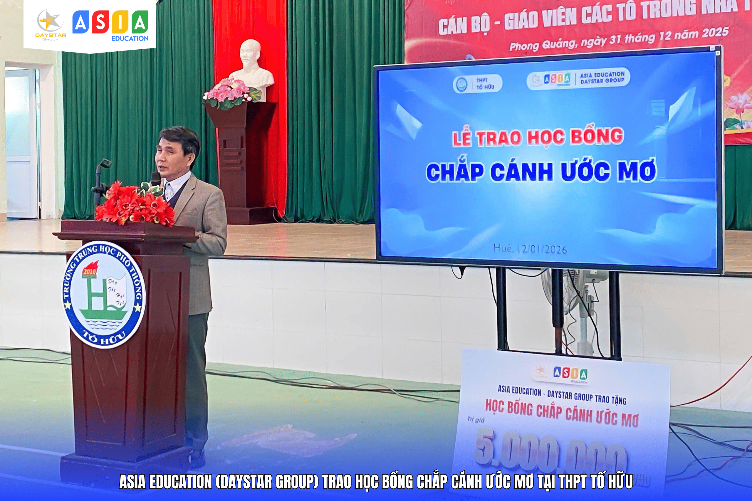 LỄ TRAO HỌC BỔNG “CHẮP CÁNH ƯỚC MƠ” TẠI THPT TỐ HỮU