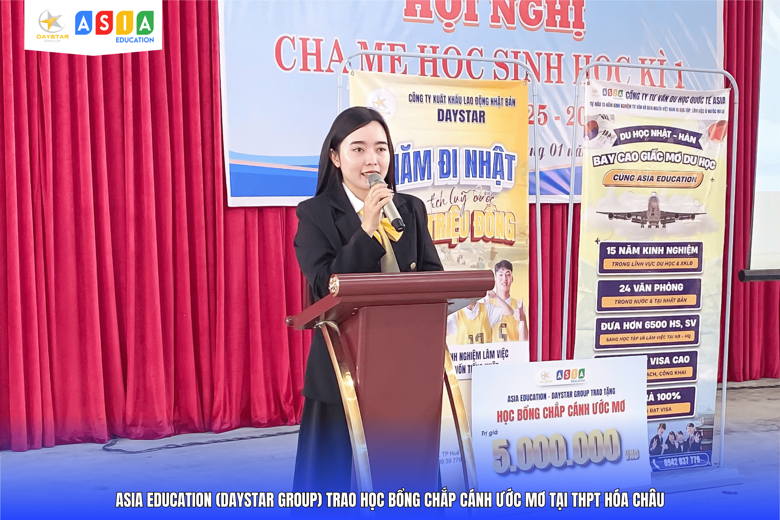 LỄ TRAO HỌC BỔNG “CHẮP CÁNH ƯỚC MƠ” TẠI THPT HÓA CHÂU