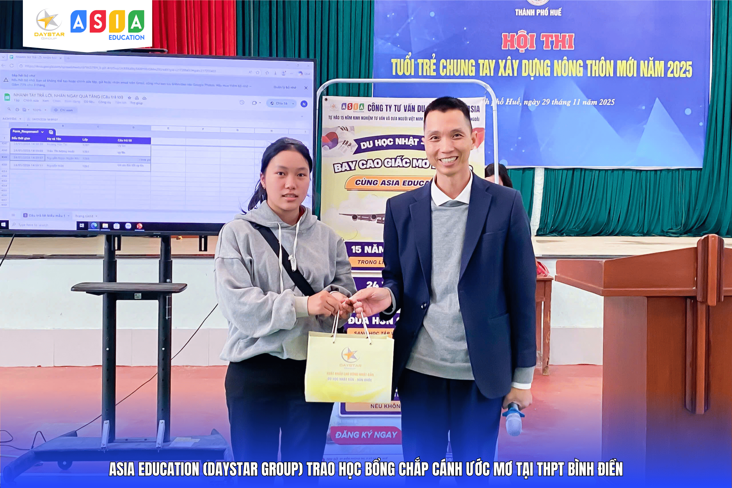 LỄ TRAO HỌC BỔNG “CHẮP CÁNH ƯỚC MƠ” TẠI THPT BÌNH ĐIỀN