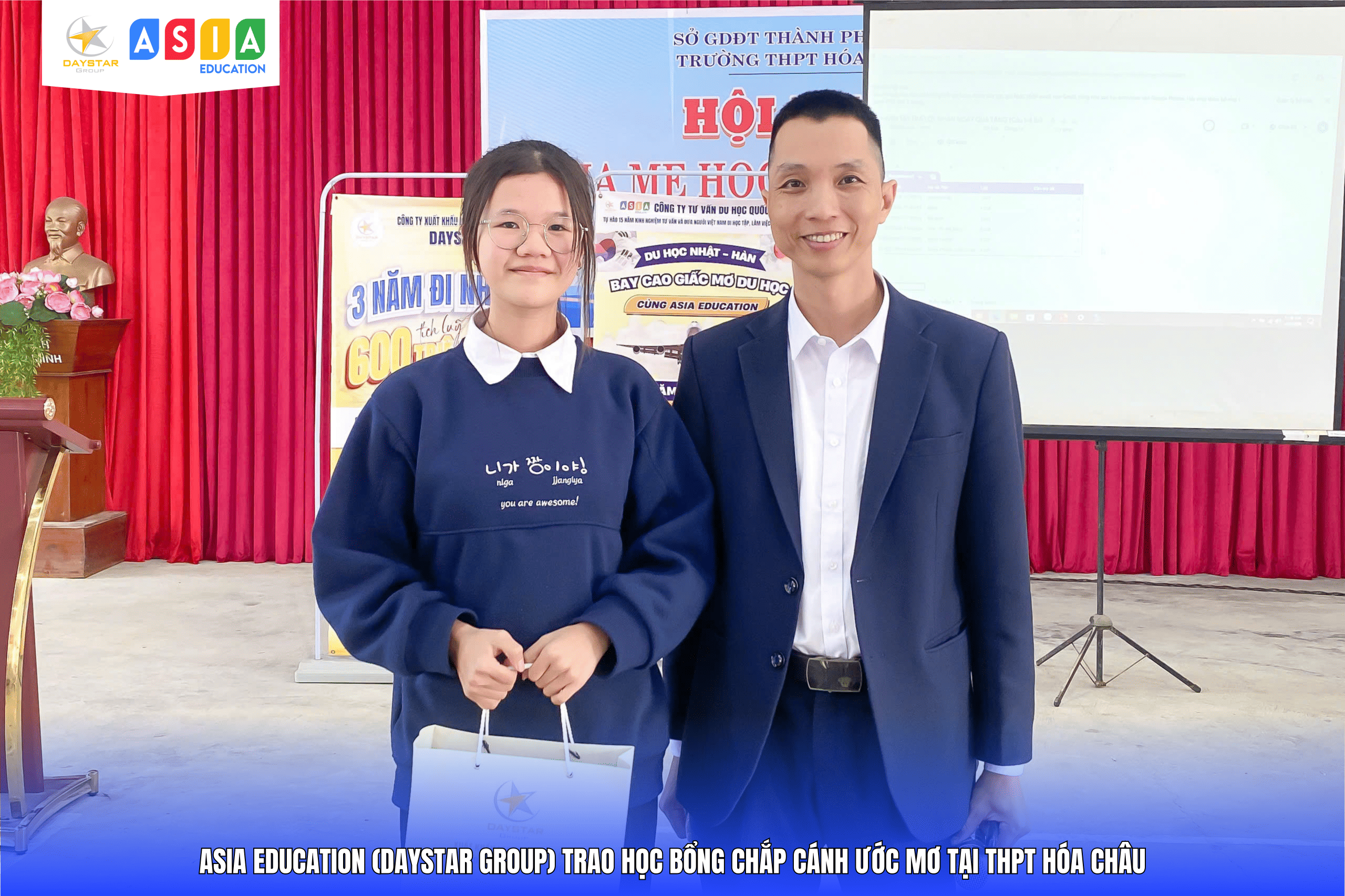 LỄ TRAO HỌC BỔNG “CHẮP CÁNH ƯỚC MƠ” TẠI THPT HÓA CHÂU
