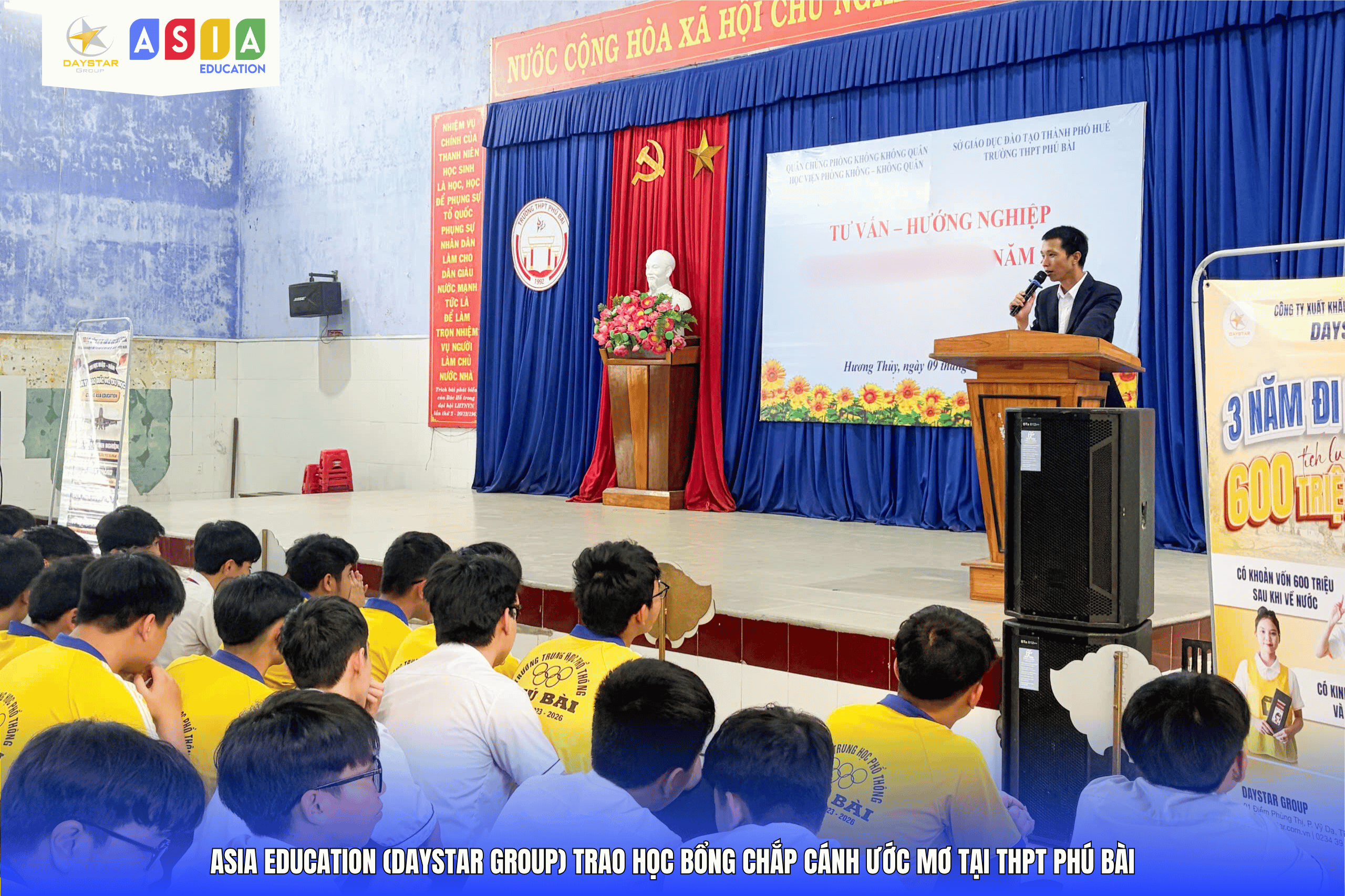 LỄ TRAO HỌC BỔNG CHẮP CÁNH ƯỚC MƠ TẠI THPT PHÚ BÀI